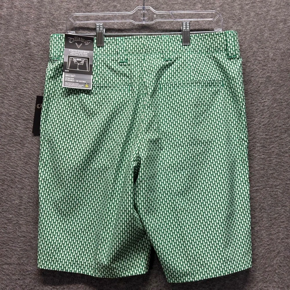 Callaway Mens Golf Shorts 32 Verdant Green Golf Bag Print Opti-Dri CGBFA0G8GG